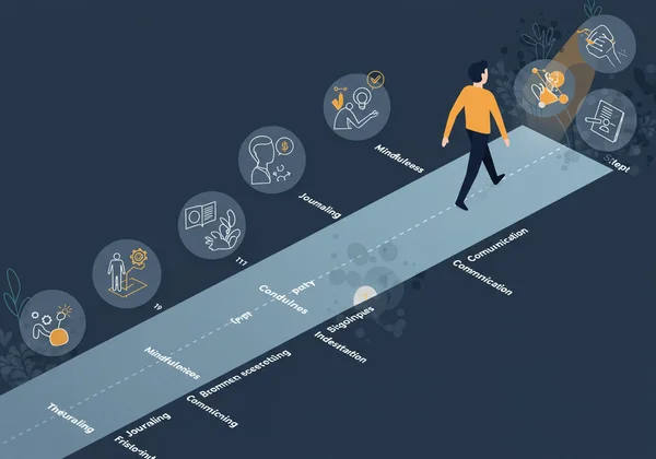 Persona che contempla i risultati di un test, paesaggio emotivo astratto