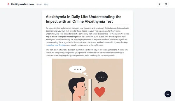 Alexithymia in Daily Life: Understanding the Impact with an Online Alexithymia Test
