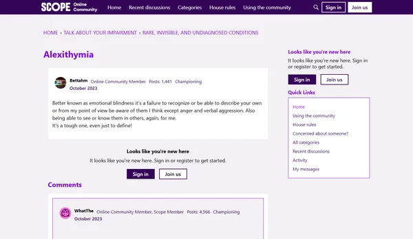 Scope Alexithymia Discussion Forum