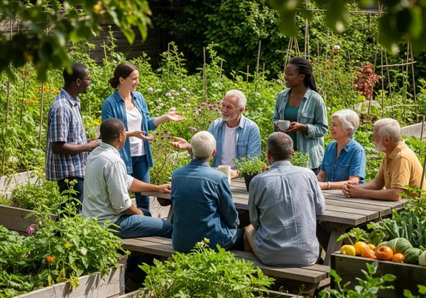Diverse community in supportive discussion