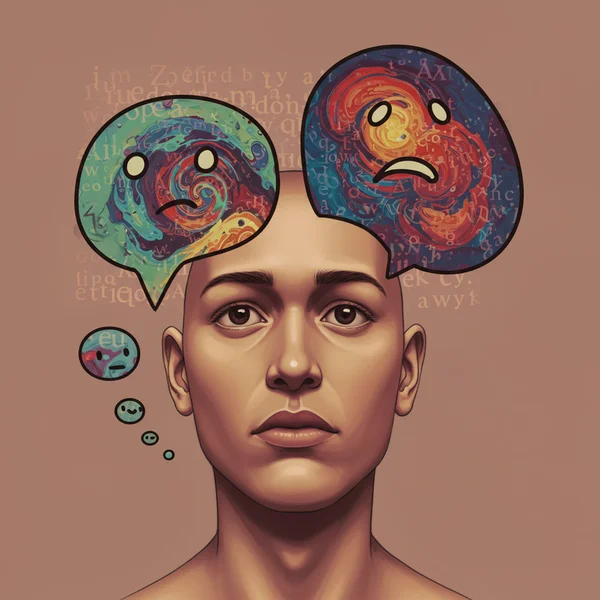 Person struggling to read abstract emotional words.