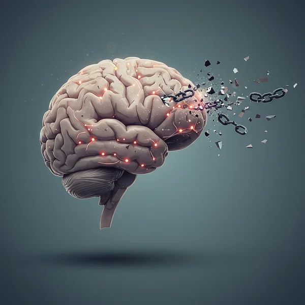 Abstract link between brain, genetics, and trauma.