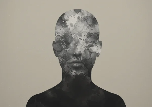 Person's silhouette with a blurred emotional landscape