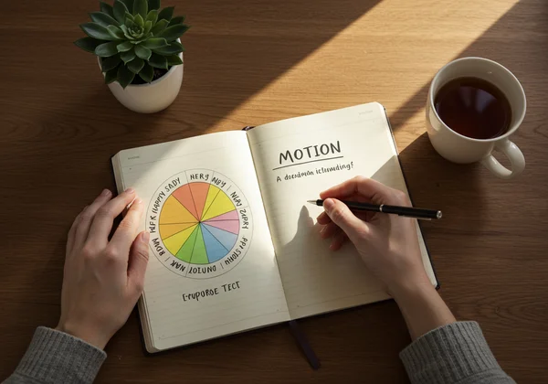 A person practicing emotion journaling for self-discovery.