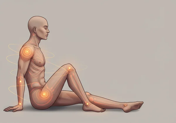 Person doing a body scan, focusing on internal sensations